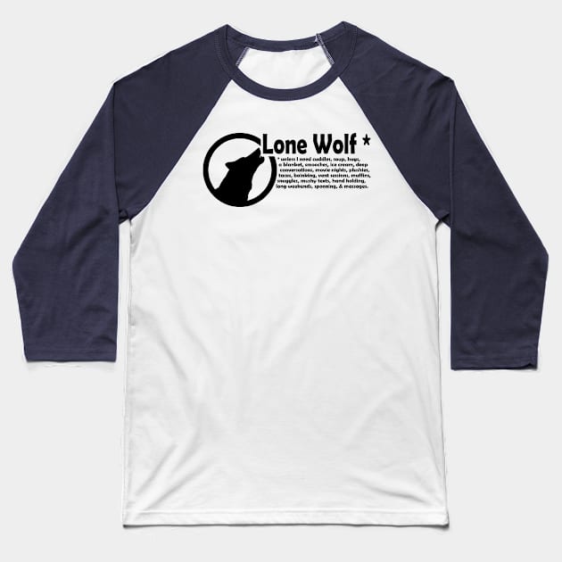 Lone Wolf * Baseball T-Shirt by Going Ape Shirt Costumes